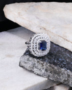 Royal Blue Halo Statement Ring