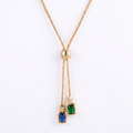 Dual Gem Drop Pendant Necklace