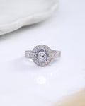 Elegant Halo Crystal Ring