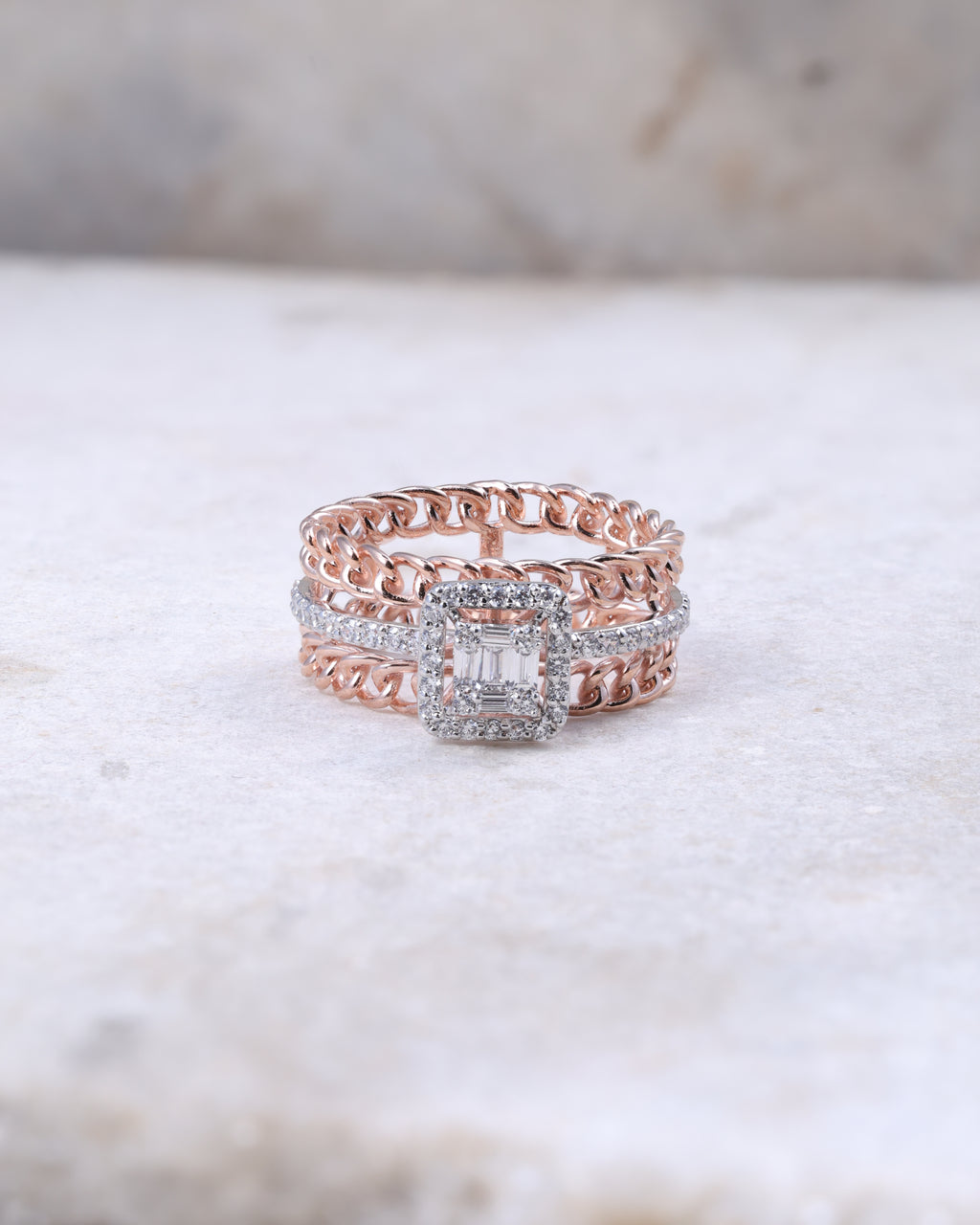 Rose Gold Chain Spark Ring