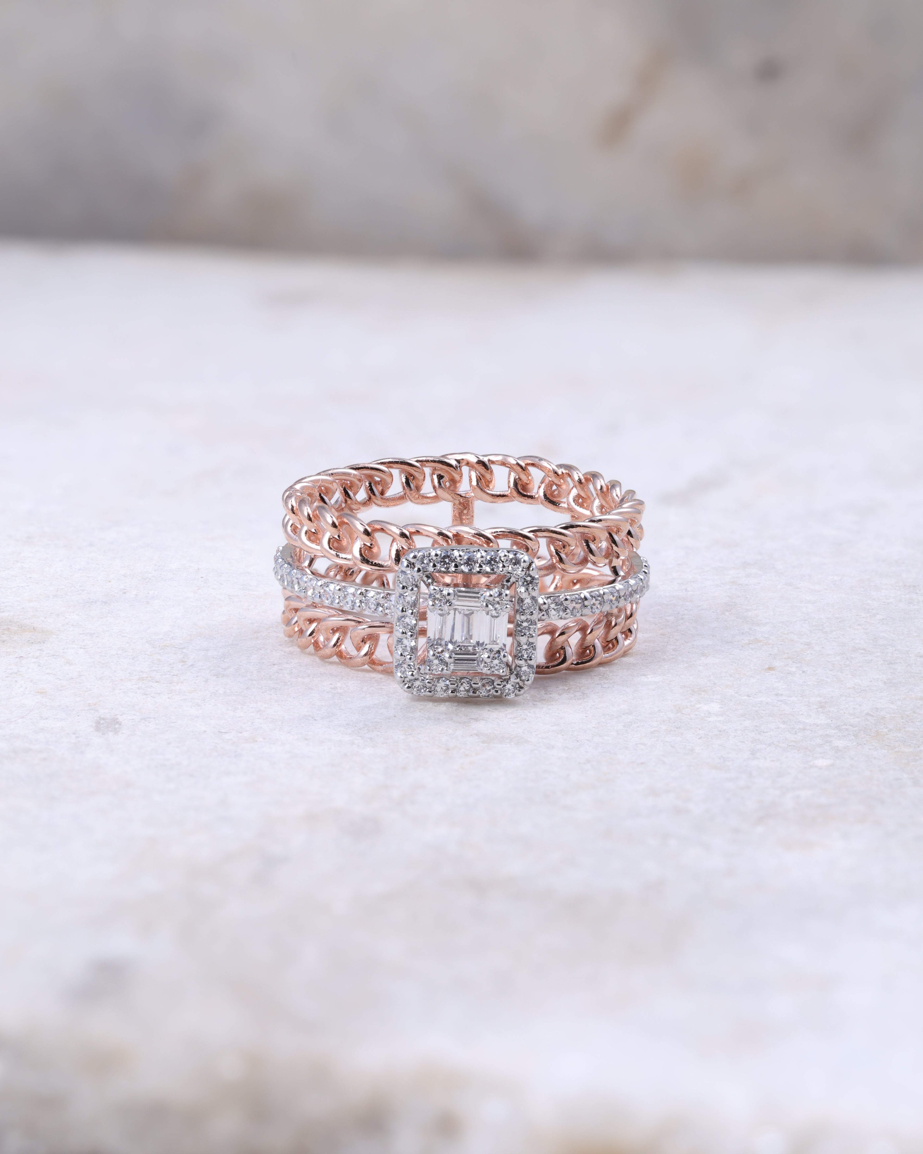 Rose Gold Chain Spark Ring
