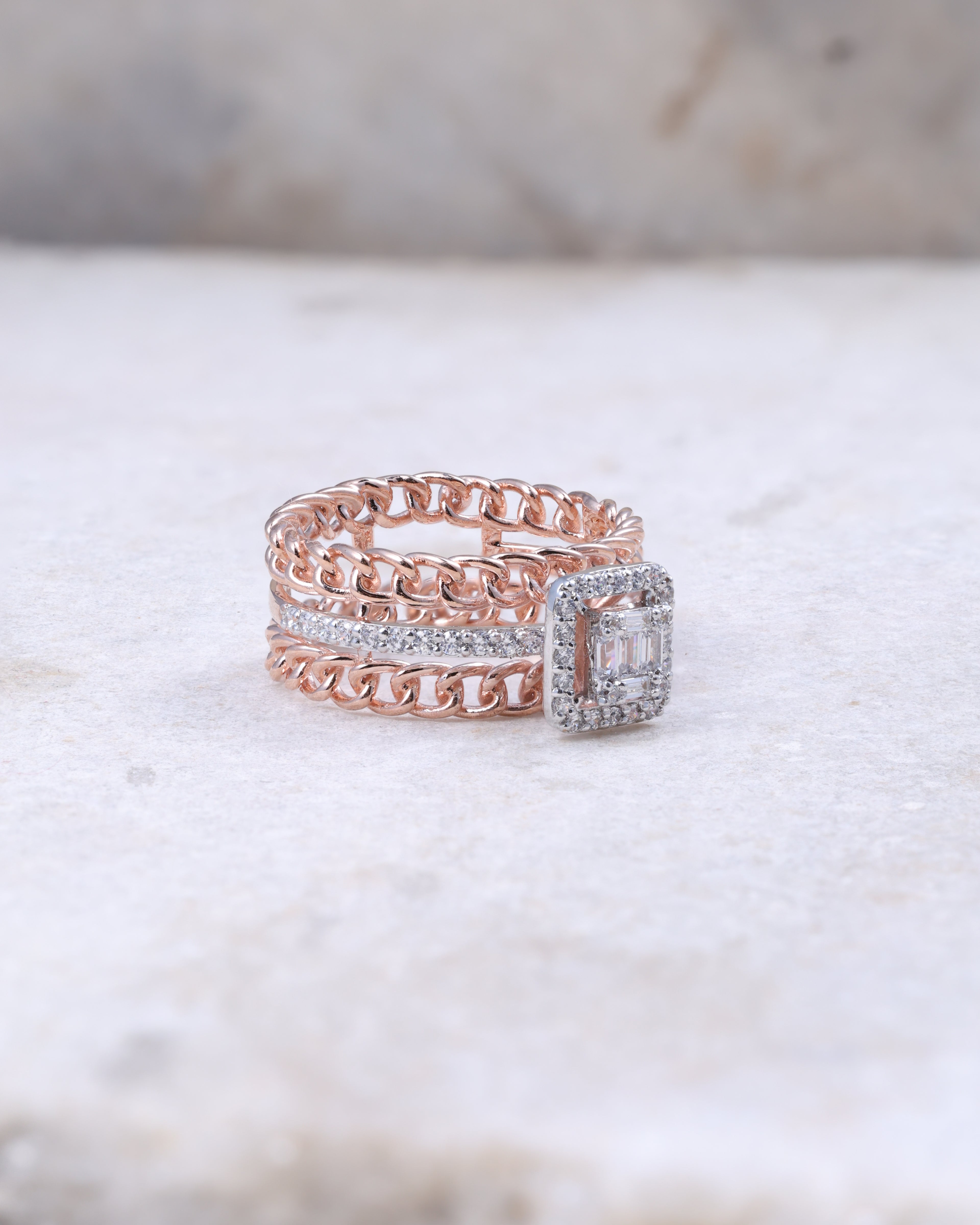 Rose Gold Chain Spark Ring
