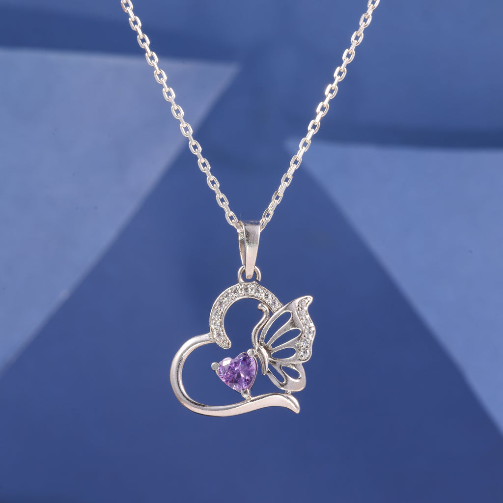 Butterfly Heart Pendant Chain