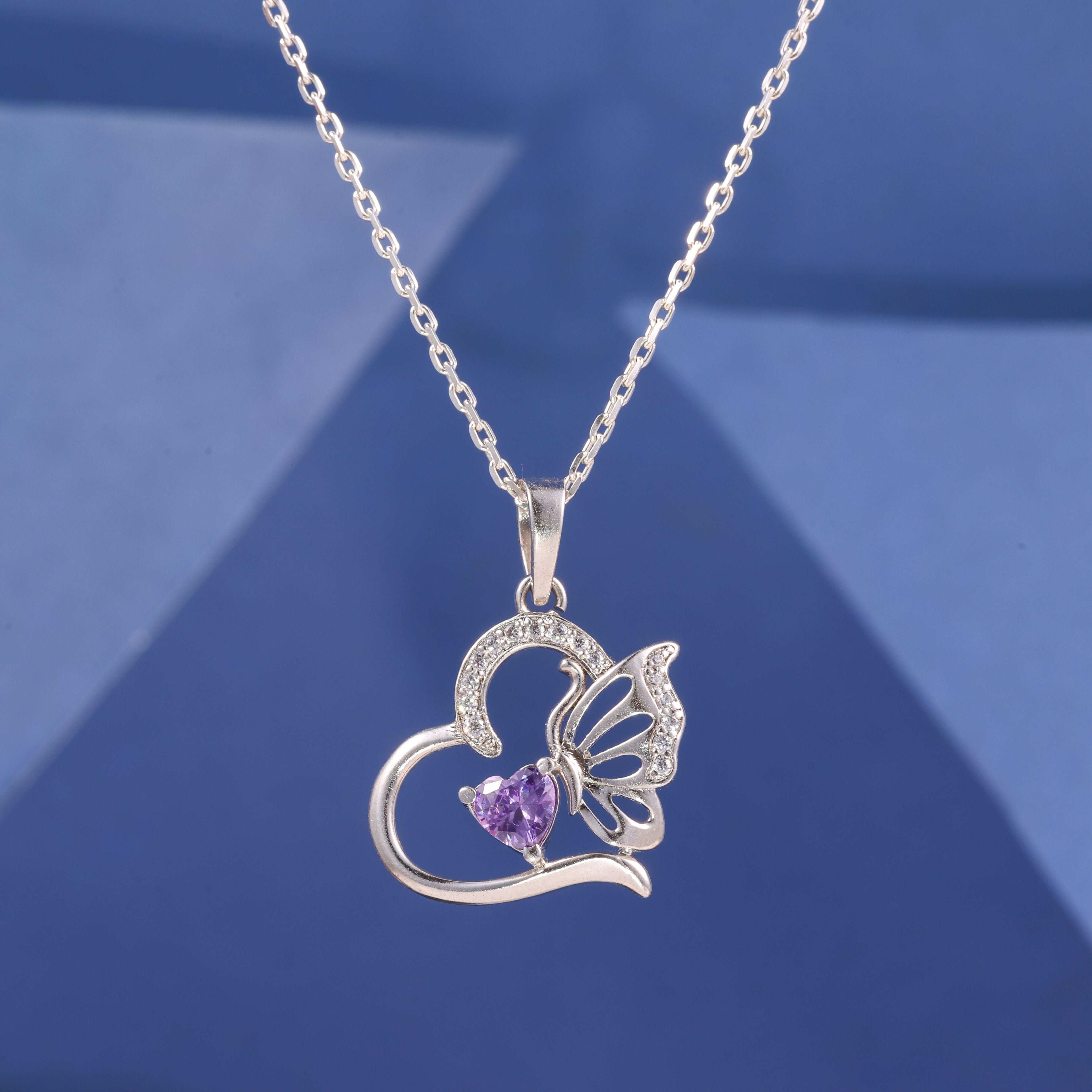 Butterfly Heart Pendant Chain