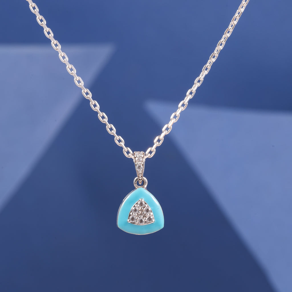 Sky Blue Triangle Charm Pendant