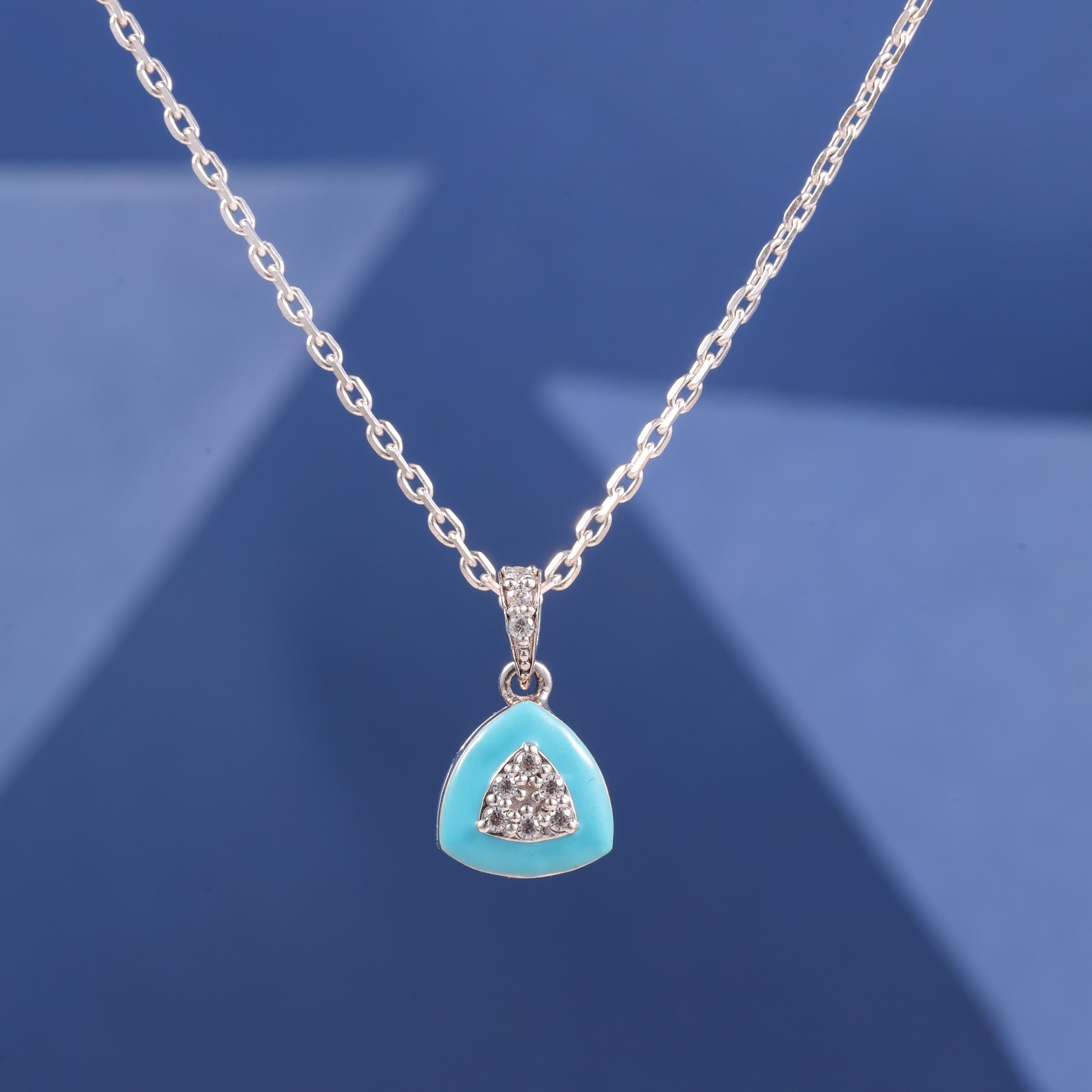 Sky Blue Triangle Charm Pendant