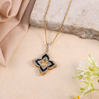 Black Floral Crystal Pendant Necklace