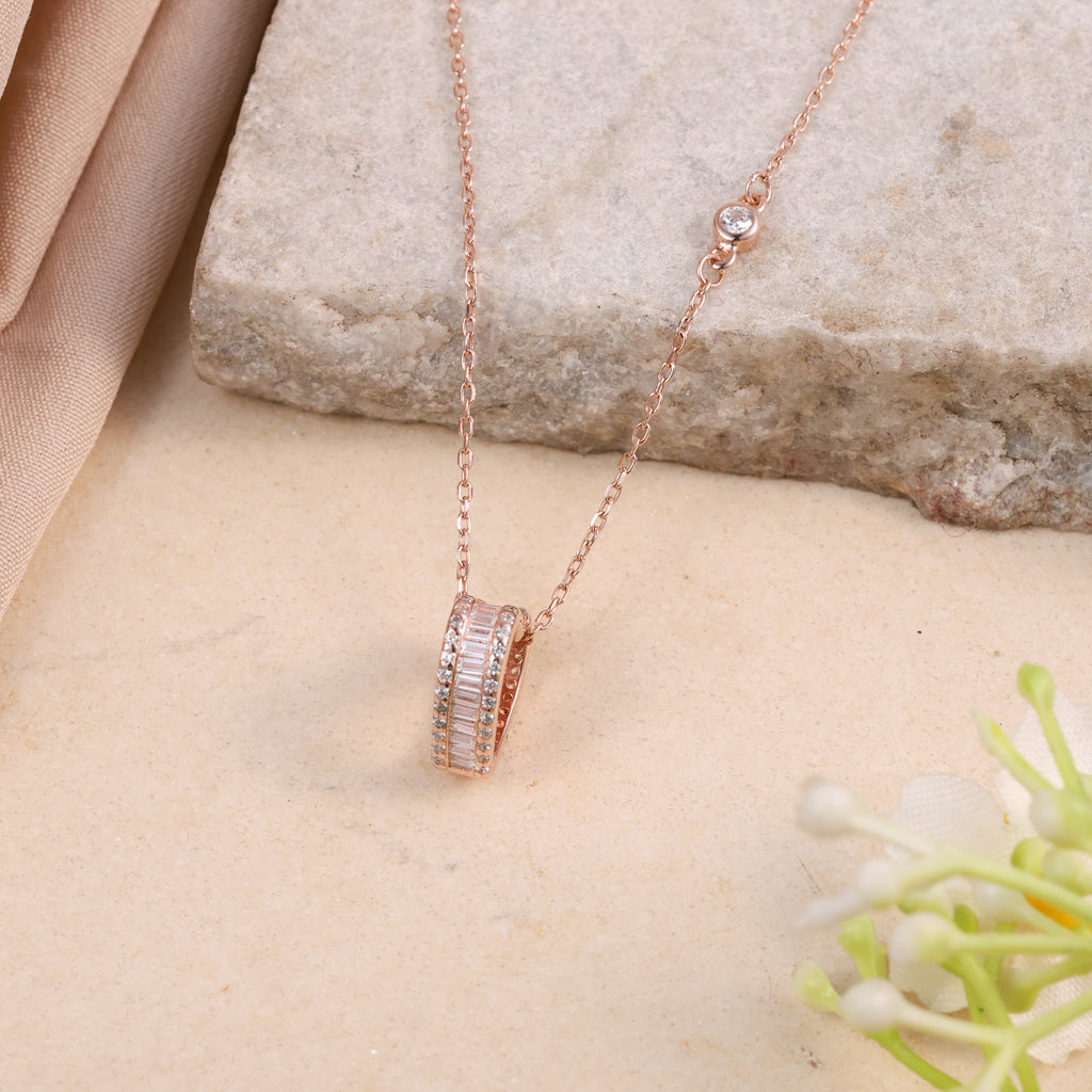 Rose Gold Infinity Loop Crystal Pendant