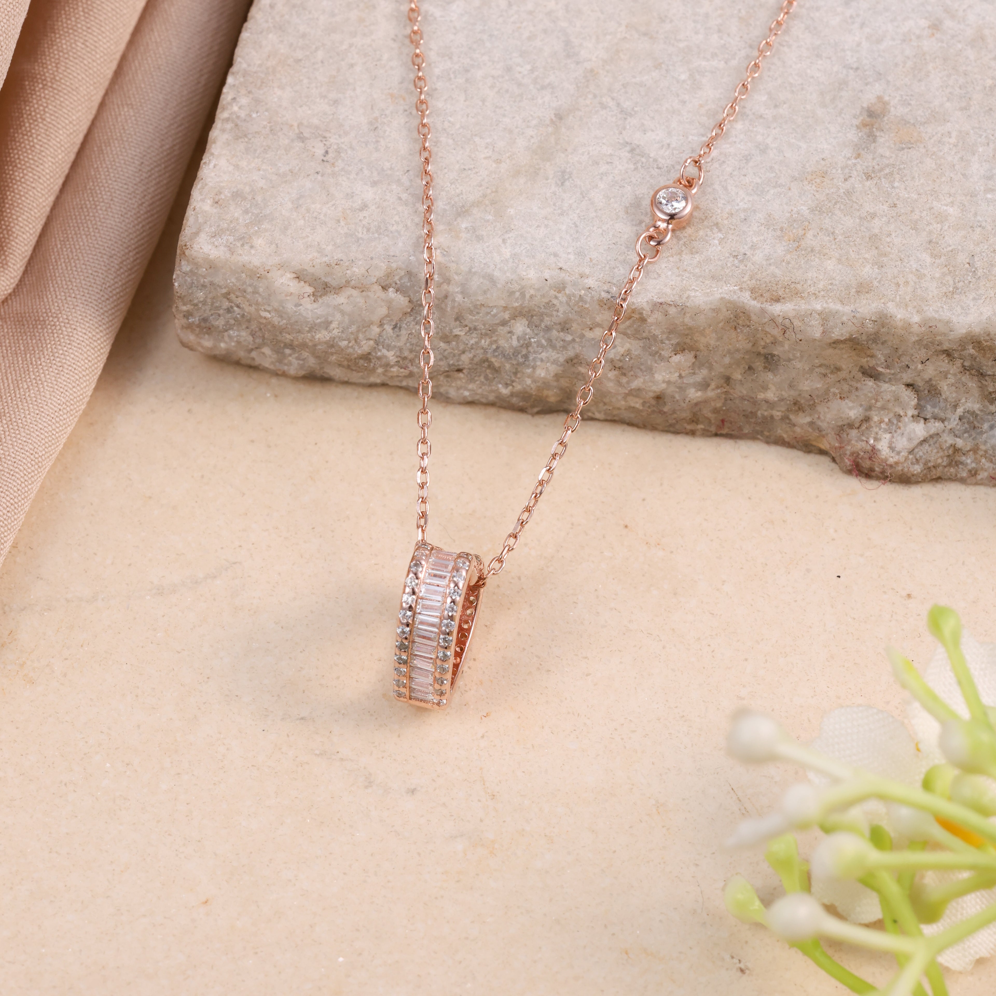 Rose Gold Infinity Loop Crystal Pendant