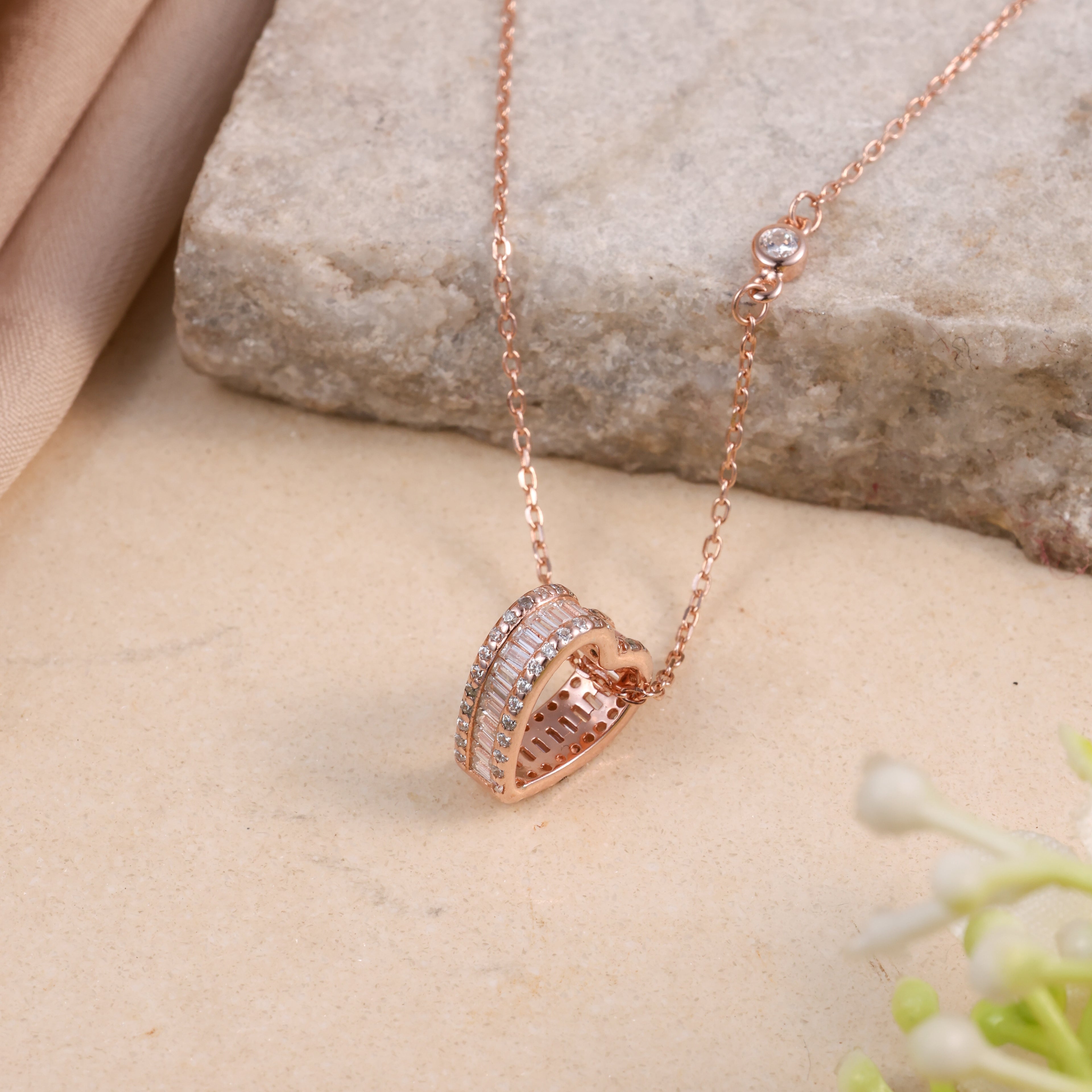 Rose Gold Infinity Loop Crystal Pendant