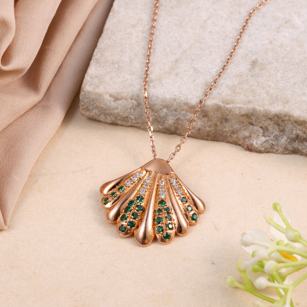 Elegant Green Crystal Shell Pendant