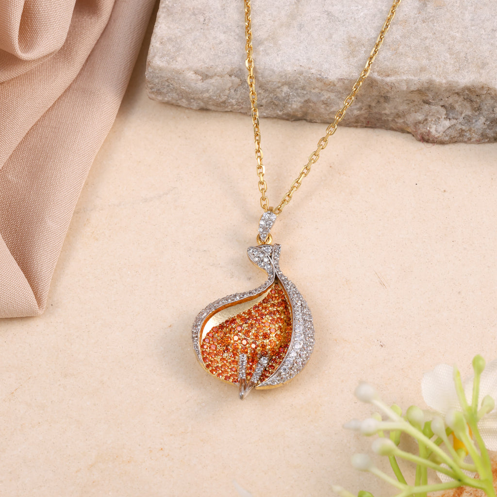Amber Leaf Pendant Necklace