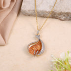 Amber Leaf Pendant Necklace