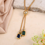 Dual Gem Drop Pendant Necklace