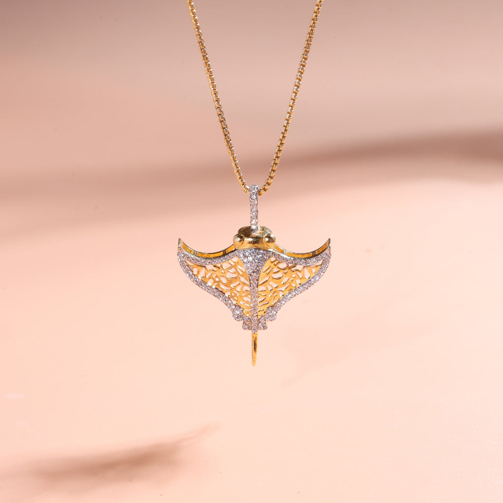 Golden Manta Pendant Necklace