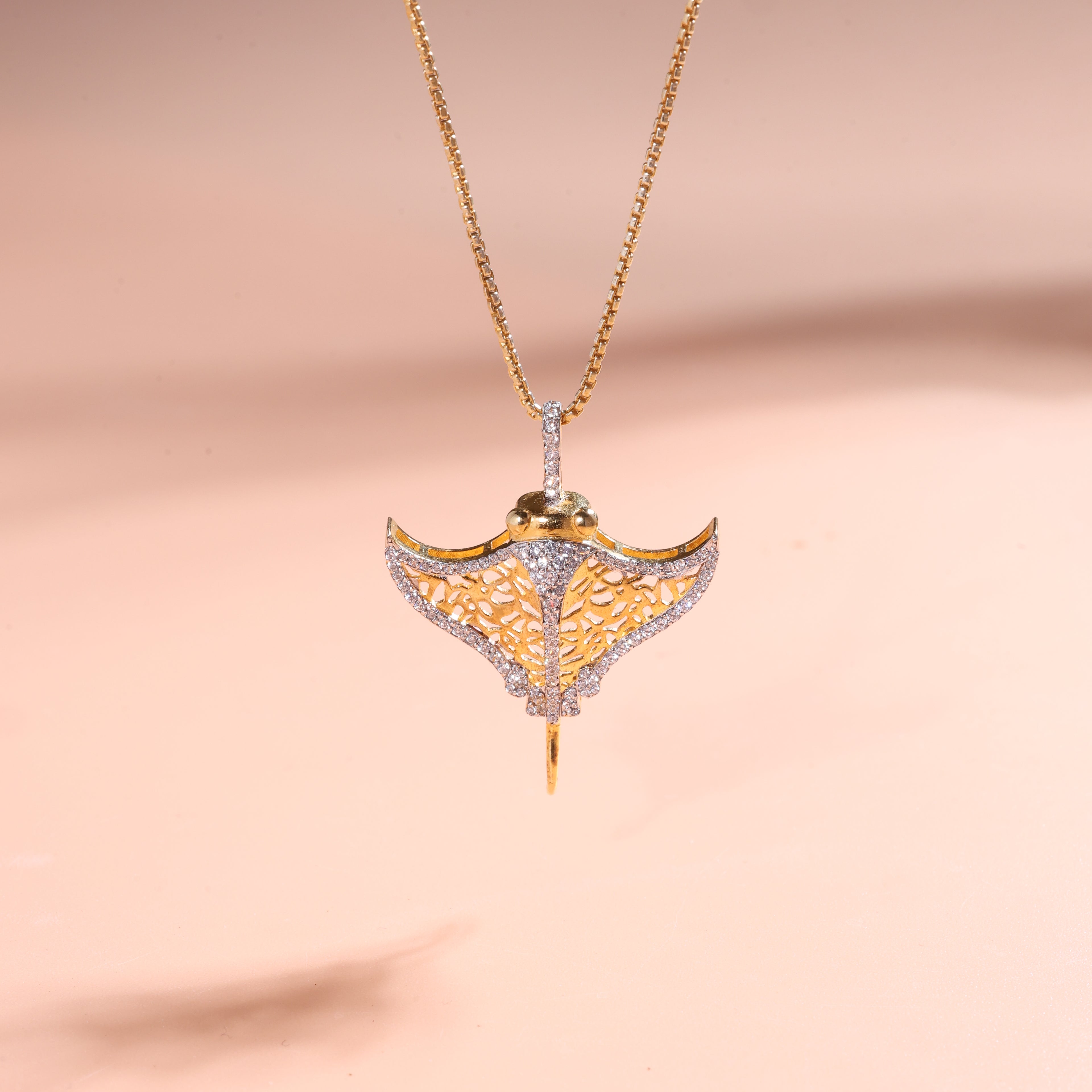 Golden Manta Pendant Necklace