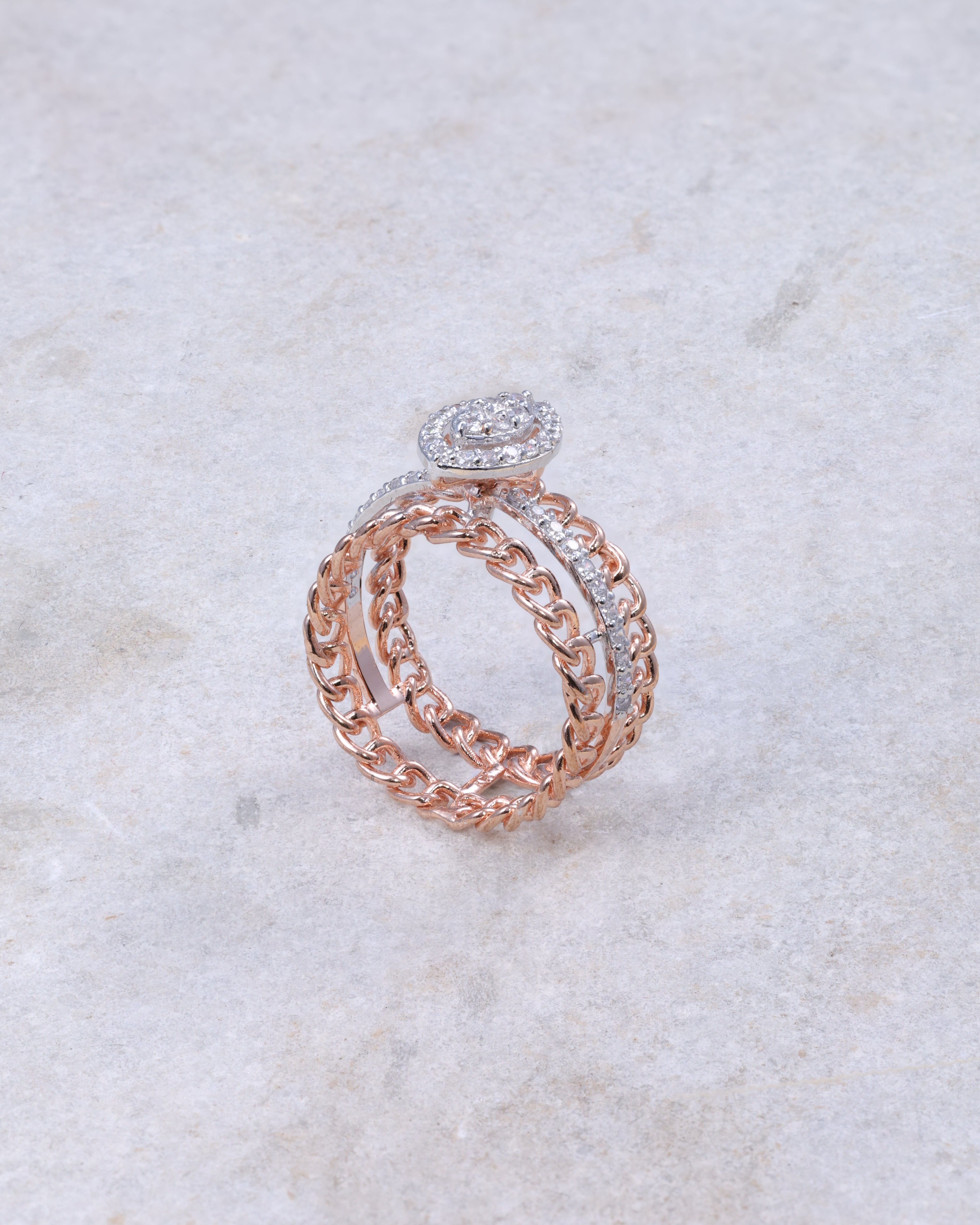 Rose Gold Chain Halo Ring