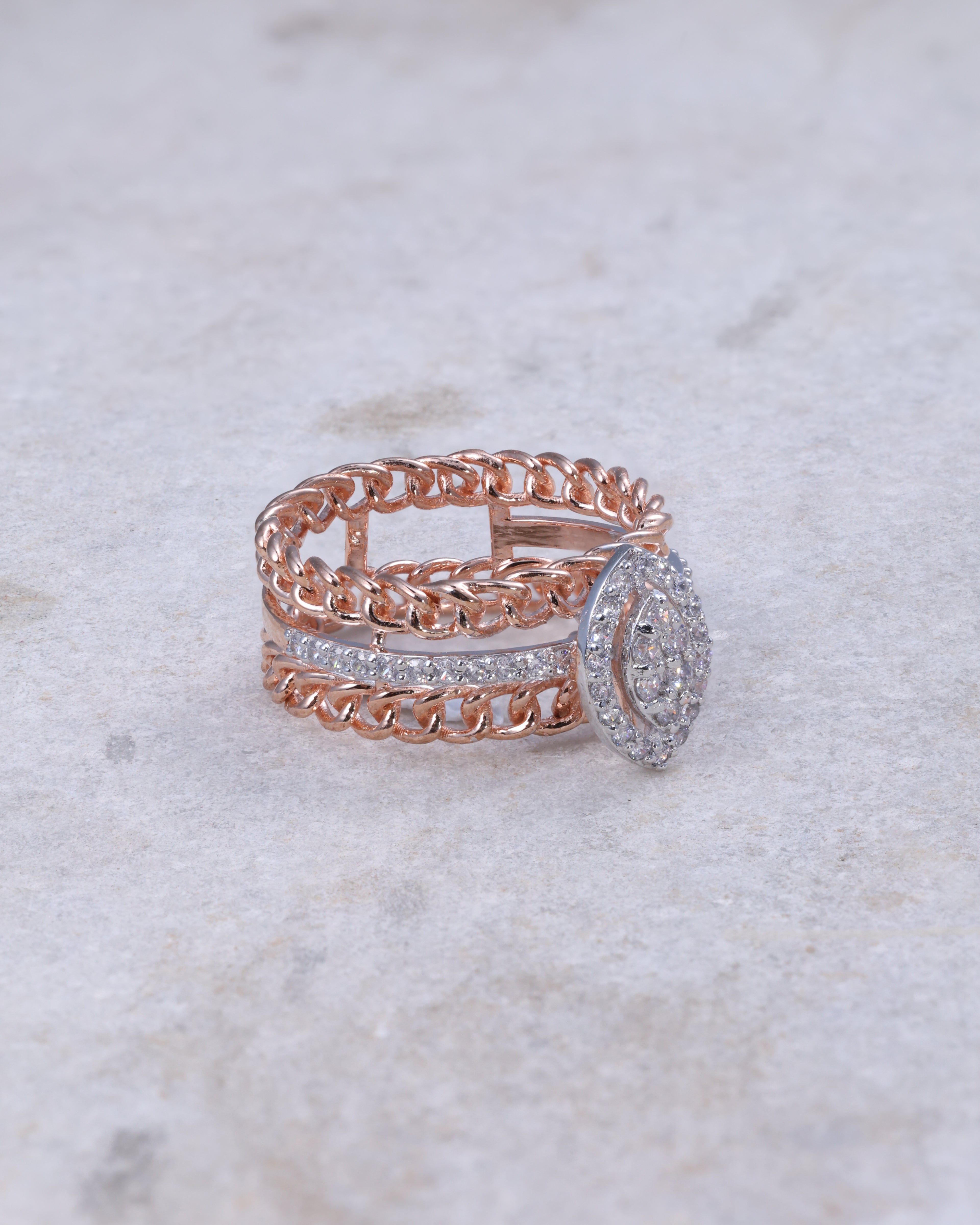 Rose Gold Chain Halo Ring
