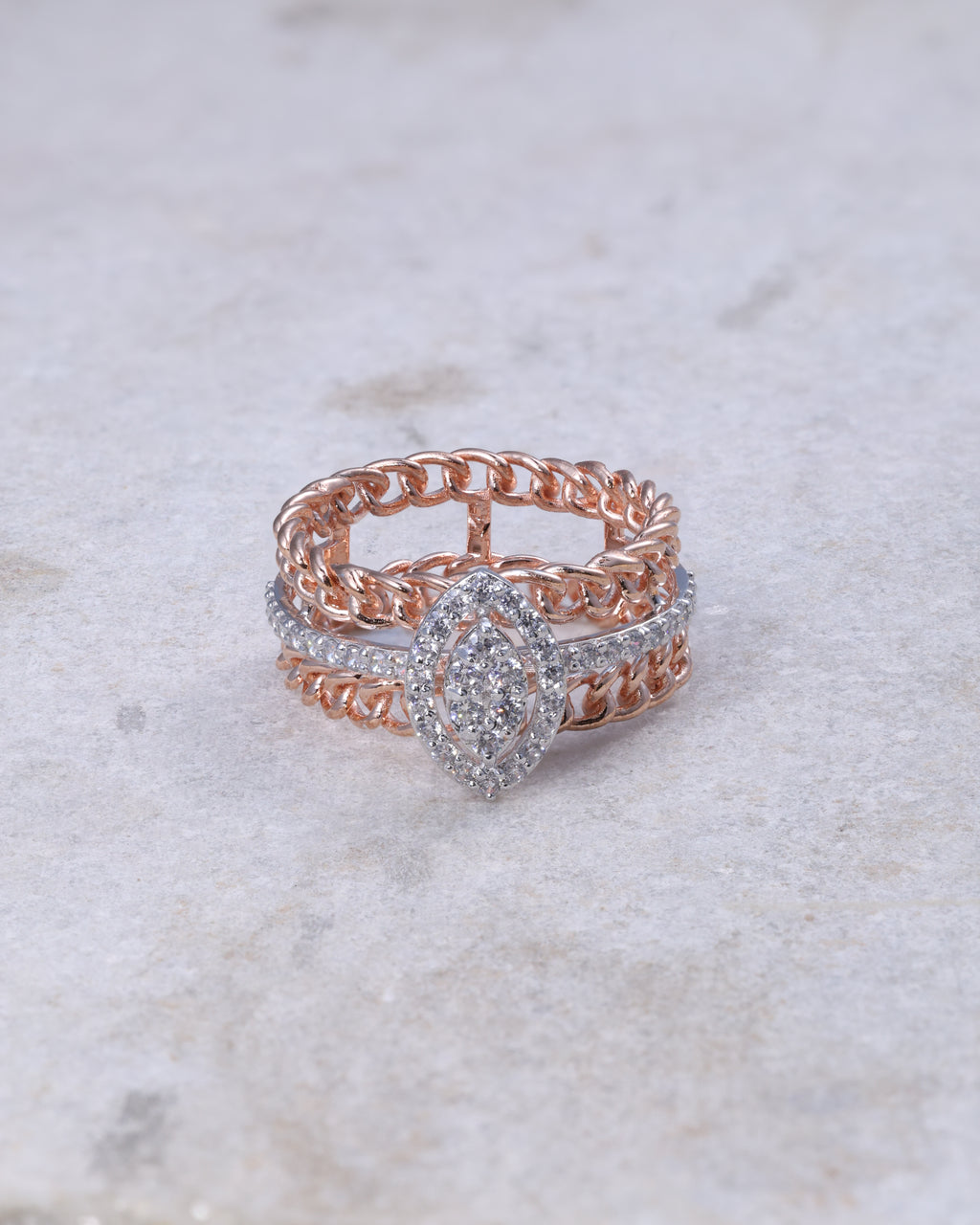 Rose Gold Chain Halo Ring