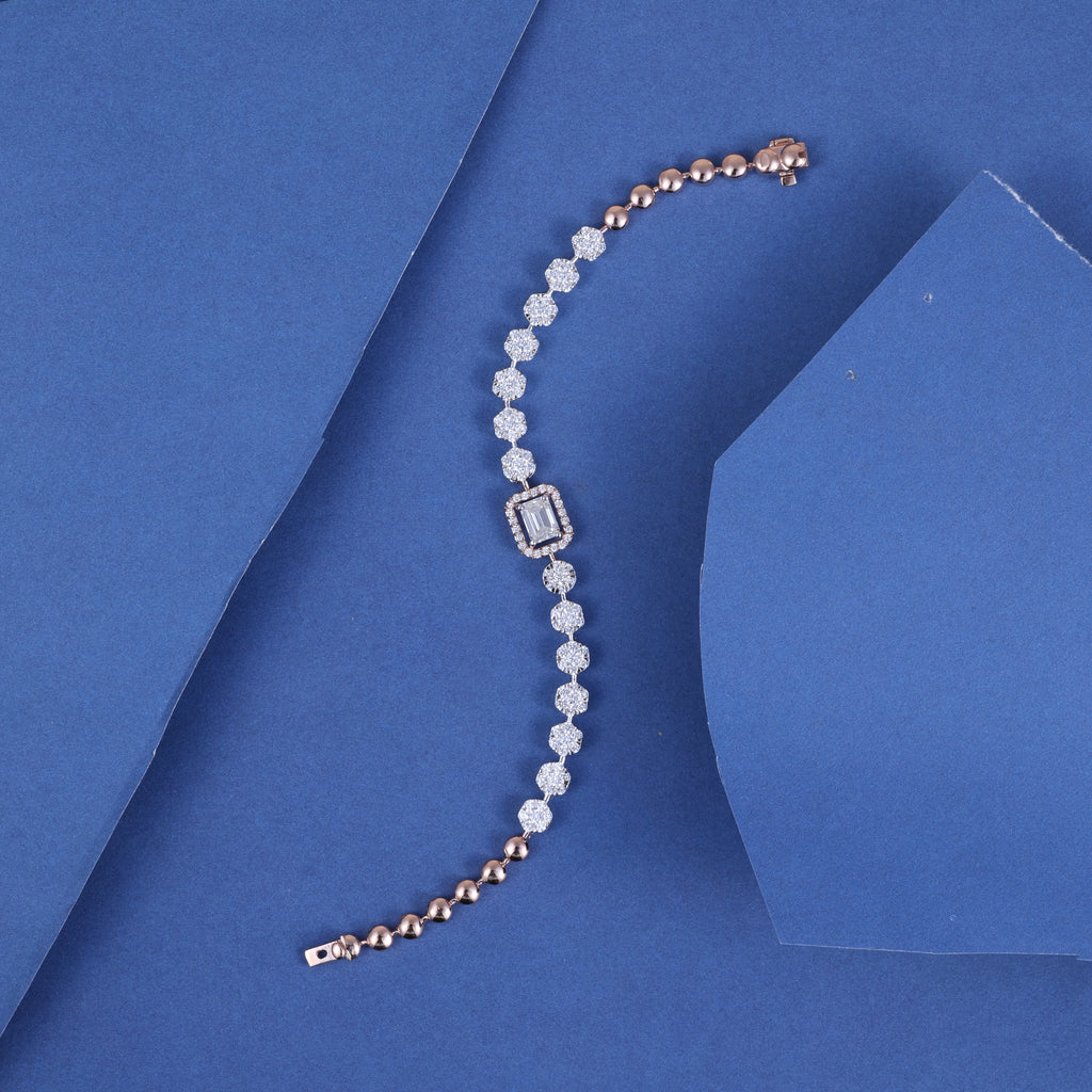Rose Gold Crystal & Pearl Accent Bracelet