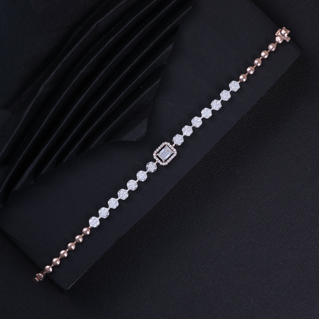 Rose Gold Crystal & Pearl Accent Bracelet
