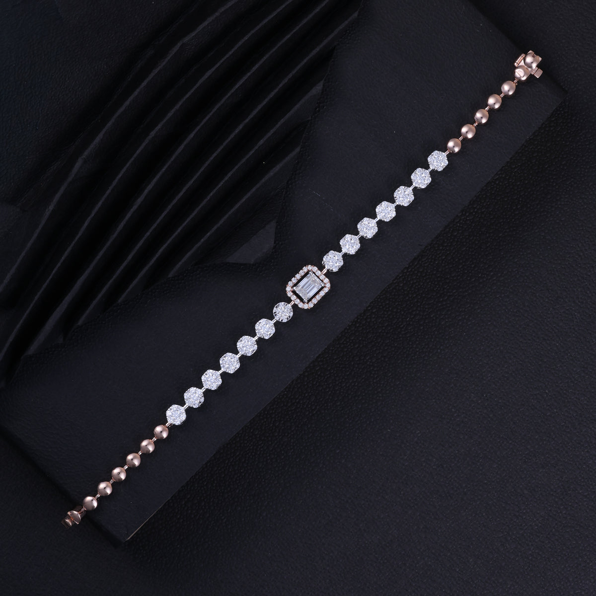 Rose Gold Crystal & Pearl Accent Bracelet