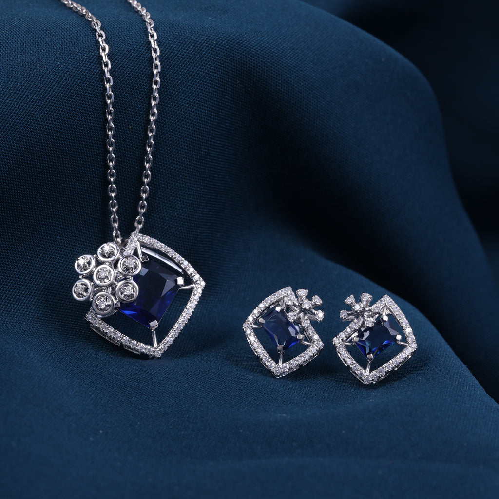 Royal Blue Crystal Pendant Set