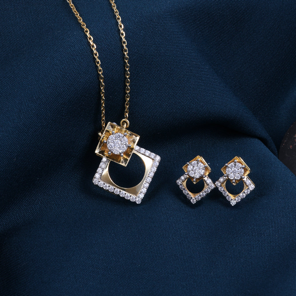 Elegant Square CZ Pendant Set