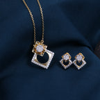 Elegant Square CZ Pendant Set