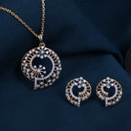 Elegant Circular Floral Pendant Set