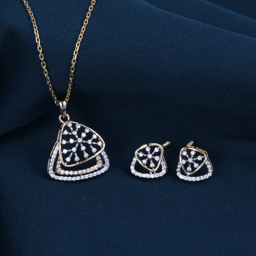 Elegant Triangular CZ Pendant Set