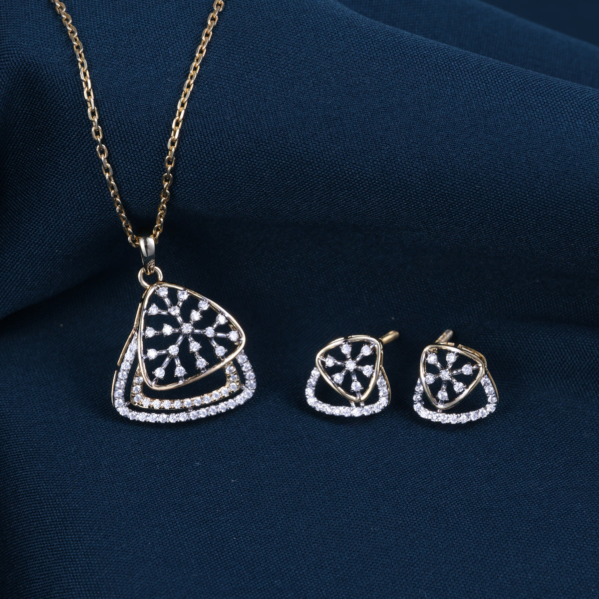 Elegant Triangular CZ Pendant Set