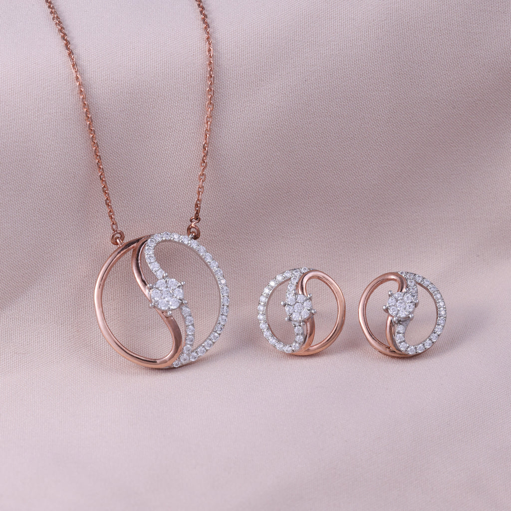 Rose Gold Infinity Loop Pendant Set