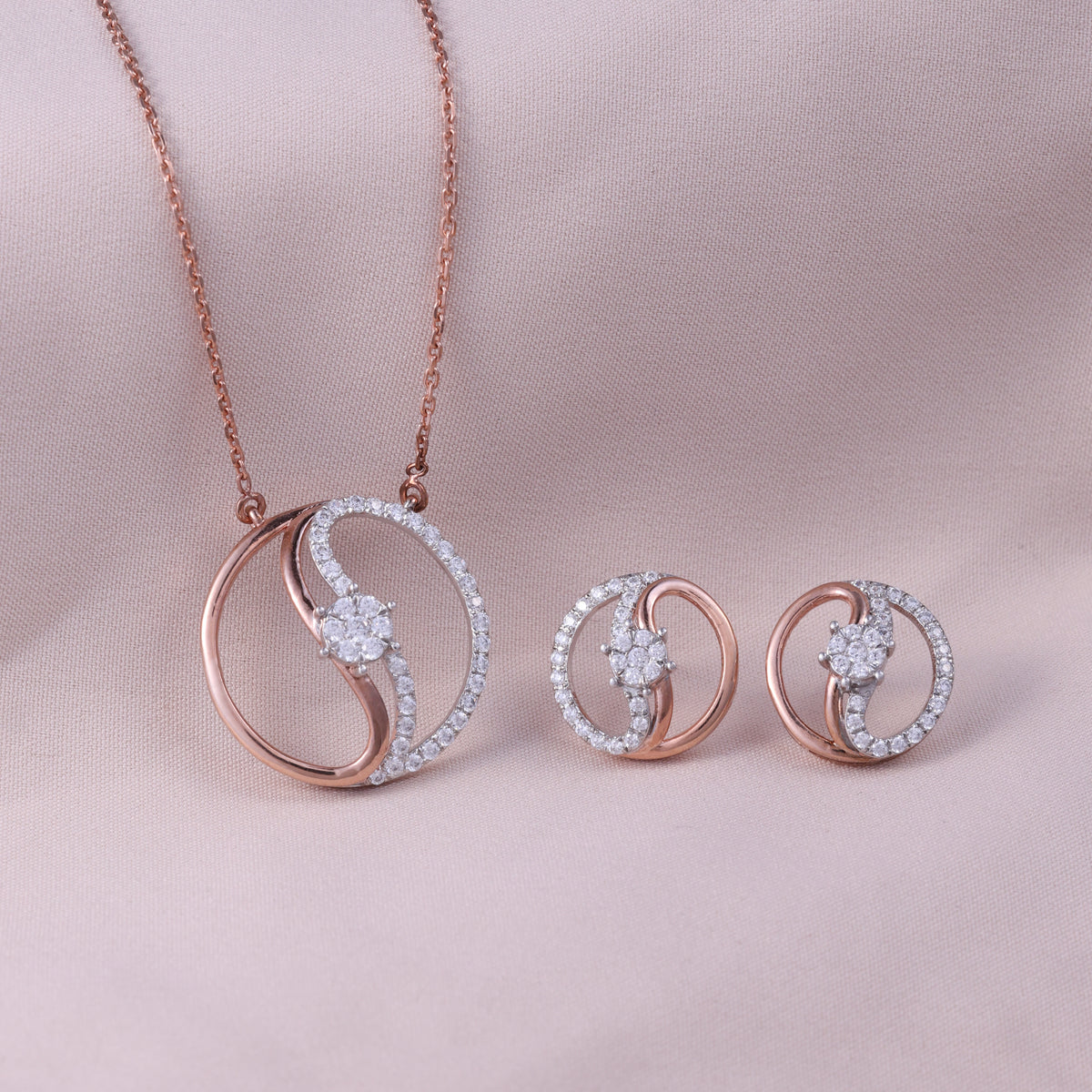 Rose Gold Infinity Loop Pendant Set