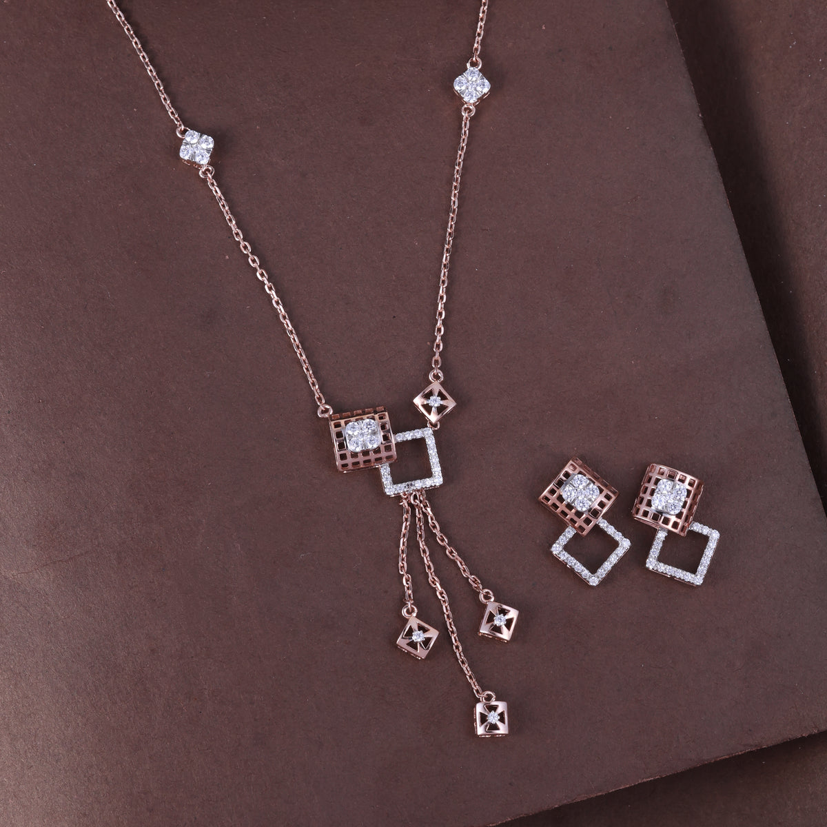 Rose Gold Geometric Luxe Pendant Set
