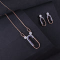 Rose Gold Blue Enamel Link Pendant Set