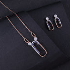 Rose Gold Blue Enamel Link Pendant Set