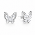 Silver Butterfly Sparkle Stud Earrings