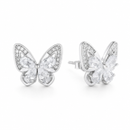 Silver Butterfly Sparkle Stud Earrings